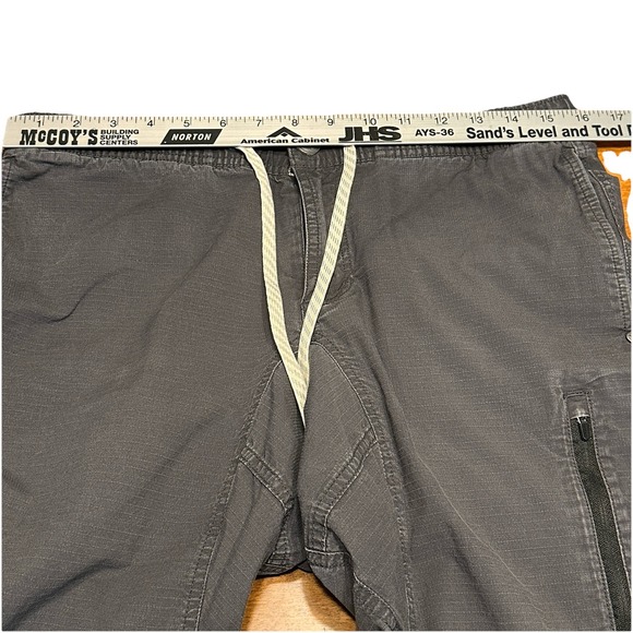 Vuori Pants Mens Charcoal Gray Drawstring Ripstop Organic Cotton Zip V412 Medium - Picture 9 of 11